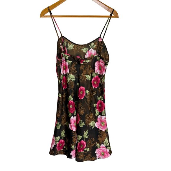 Sophia Delicates Lingerie Slip Dress Medium Bold Pink Roses Sexy Grunge Mob Wife - Picture 5 of 9